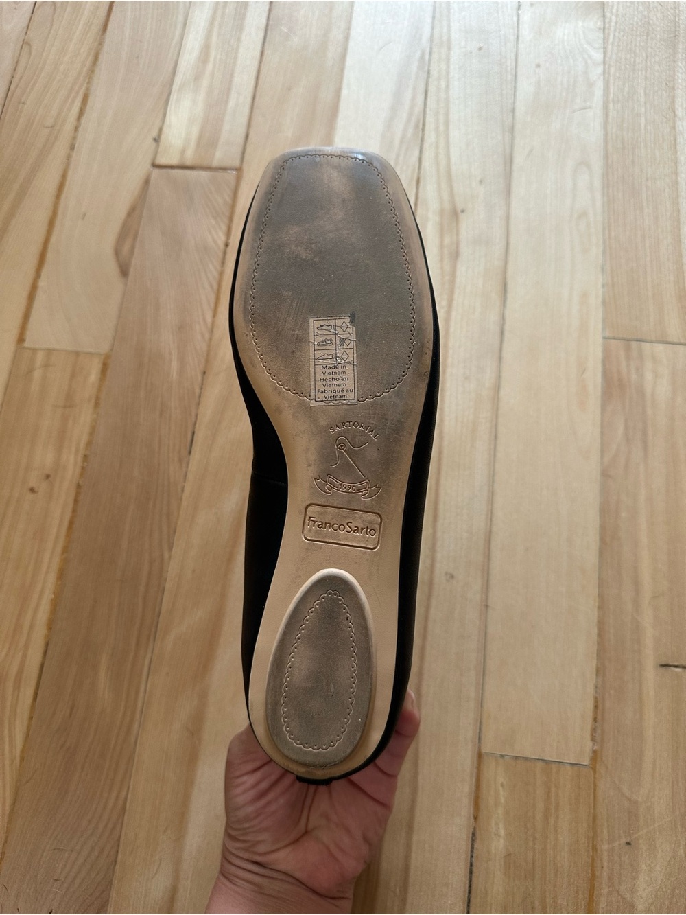 Franco Sarto Black Square-Toe Bow Ballet Flats - Picture 4 of 4